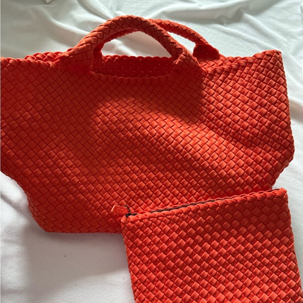 Naghedi Medium St Barths Orange Woven Tote